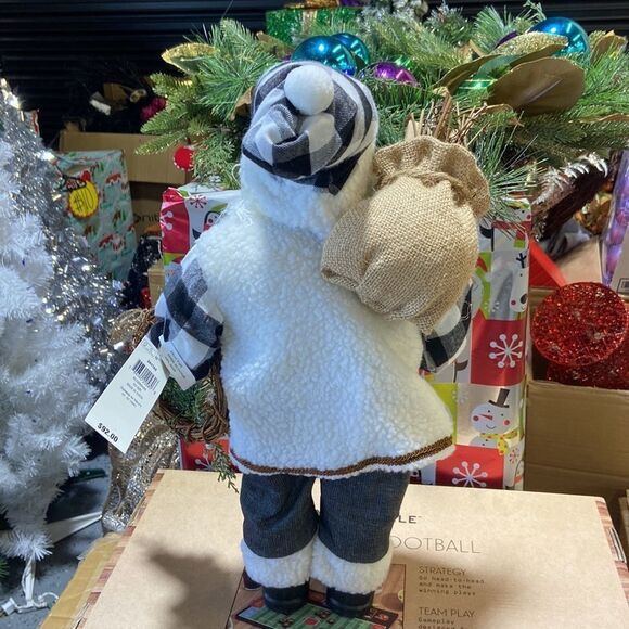 HOLIDAY LANE Northern Holiday Fabric Standing Santa with Gift Bag - Picture 3 of 8